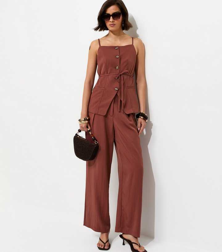 Rust Tailored Wide Leg Trousers