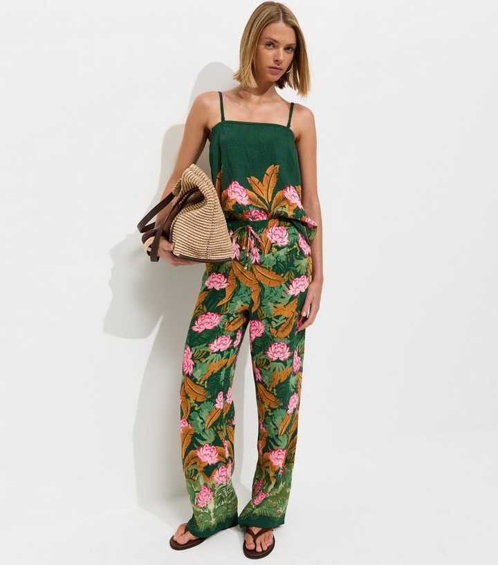 Green Palm Goya Wide Leg Trousers