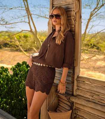 Dark Brown Cotton Oversized Shirt