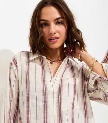 Pink Cotton Striped Oversize Shirt