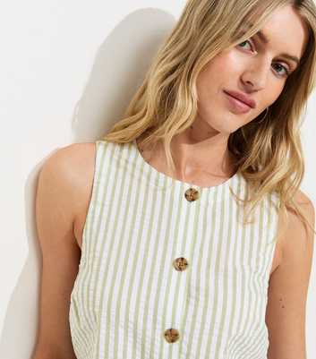 Tall Cream Cotton Stripe Button Shell Waistcoat
