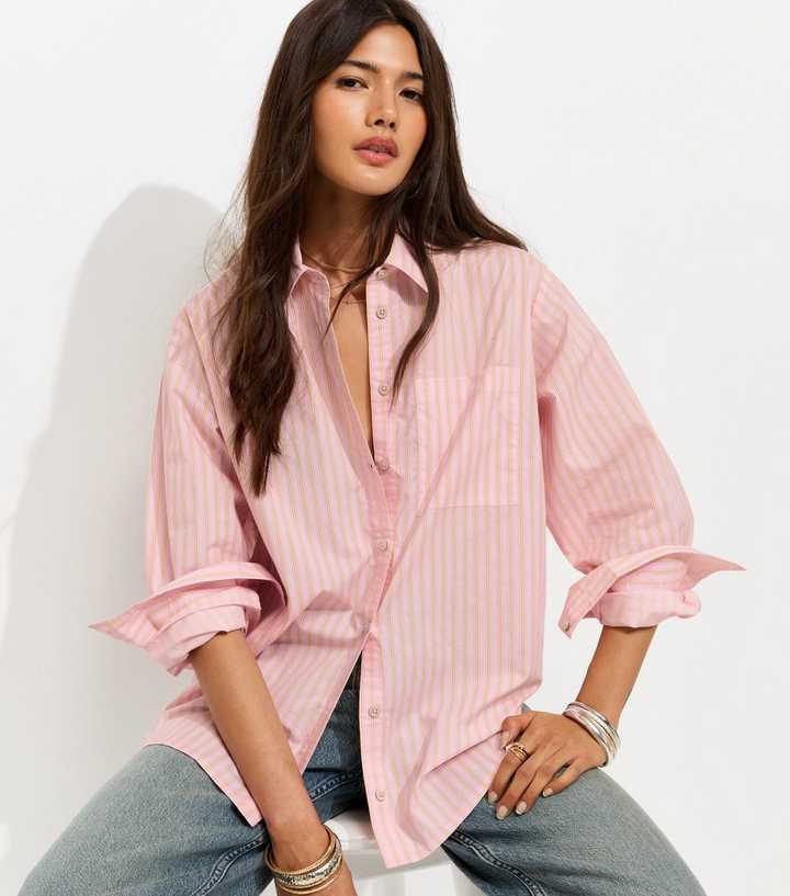 Pink Cotton Stripe Poplin Shirt