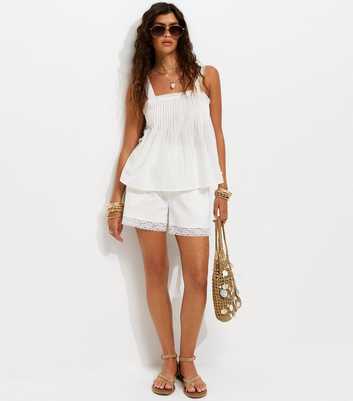 White Cotton Pintuck Cami Top