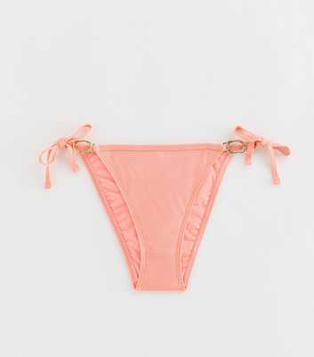 Coral Popcorn Tie Side Bikini Bottoms
