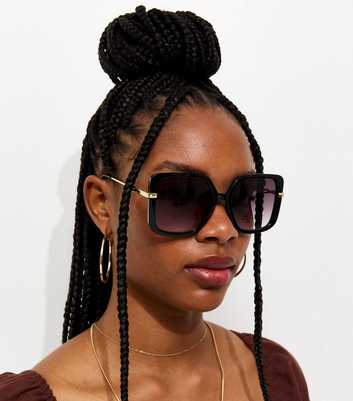 Black Tortoiseshell Oversized Square Frame Sunglasses