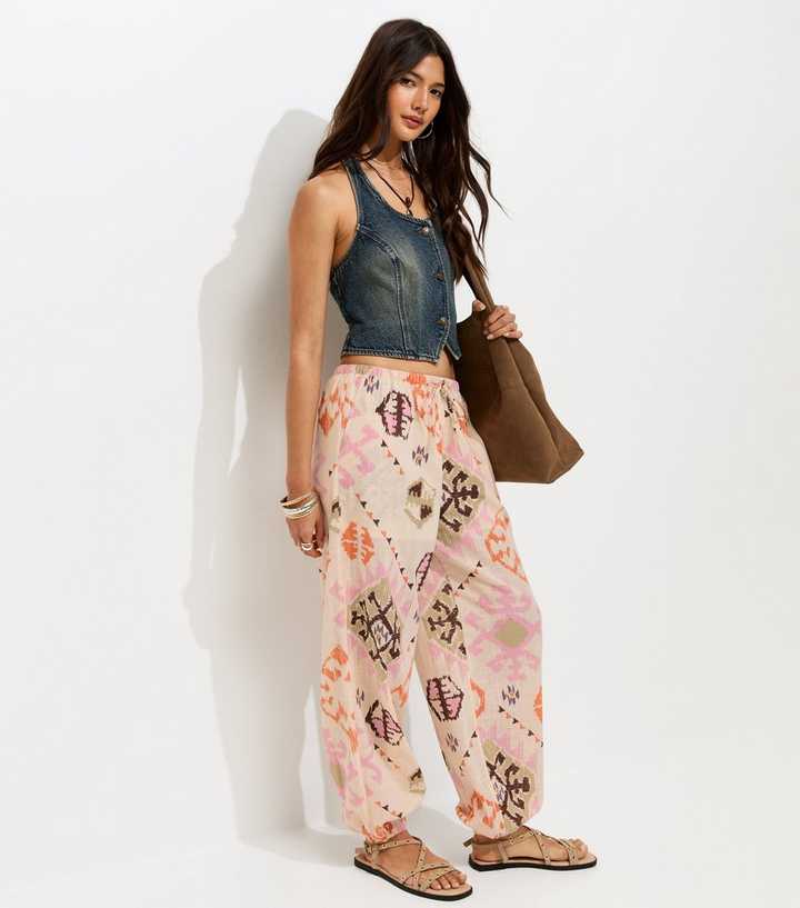 Multicolour Cotton Printed Cuffed Trousers