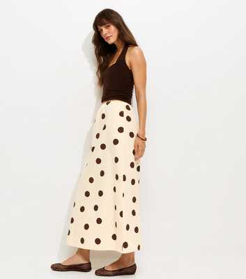 Tall Cream Cotton Large Spot Print Circle Skirt