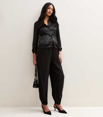 Maternity Black Drawstring Cuffed Trousers