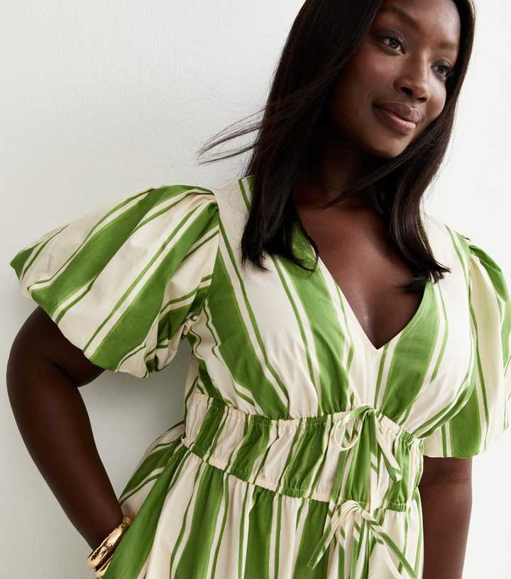 slim fit dress slacks Sunny Side Stripe Midi Dress Green Medium main image 0