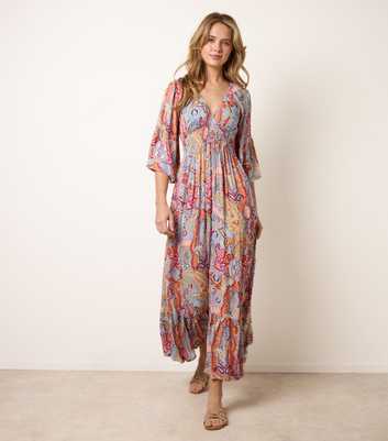 Blue Vanilla Multicolour Paisley Print V-Neck Midi Dress