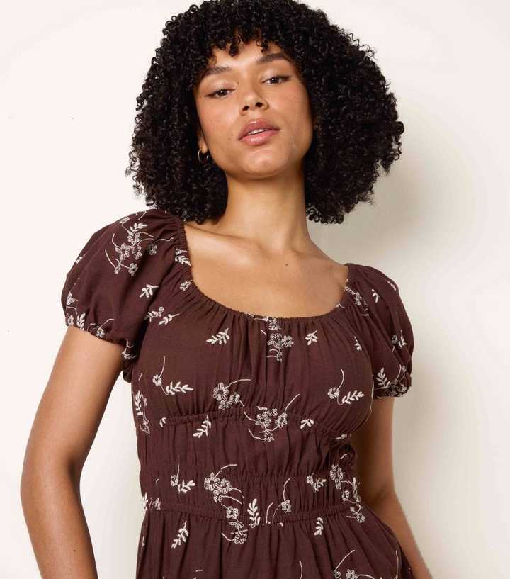 brown and blue floral dress Blue And Brown Printed Maxi Dress