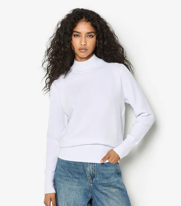 Apricot White Ribbed High Neck Jumper | New Look