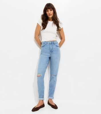 Tall Blue Tori Ripped Mom Jeans