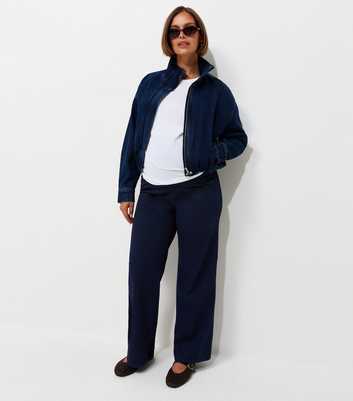 Maternity Blue Stretch Denim Wide Leg Over Bump Jeans