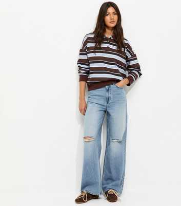 Blue Ripped Knee Wide Leg Adale Jeans