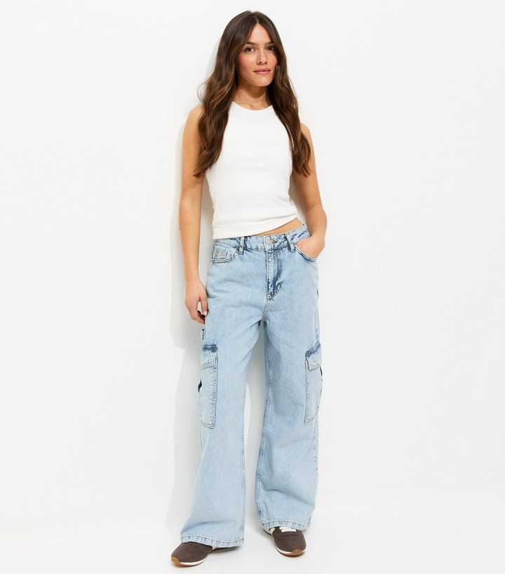 Petite Light Blue Cargo Jeans