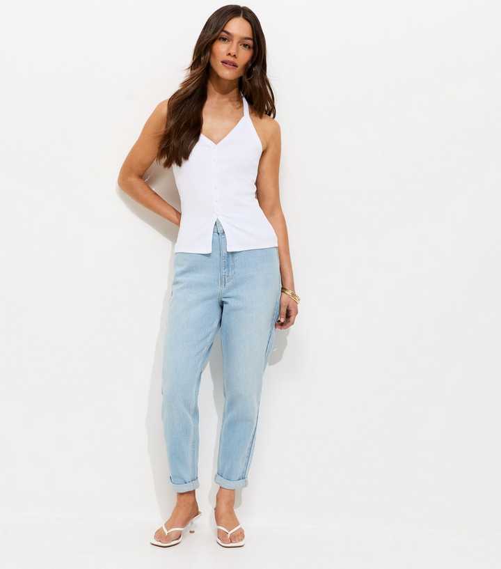 Petite Light Blue High Waist Mom Jeans