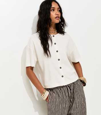 Premium Off White Heavyweight Cotton Button Through T-Shirt