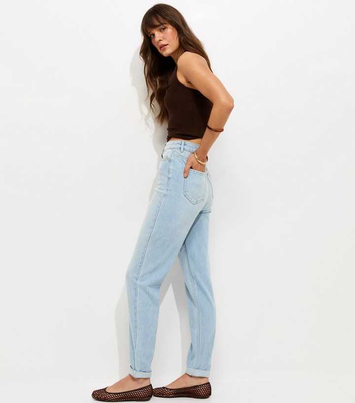 Tall Light Blue Cotton Rich High Rise Mom Jeans