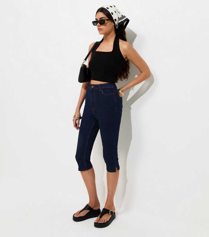 Indigo Wash Denim Capri Trousers