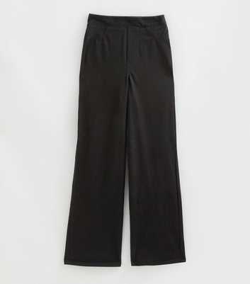 Tall Black With Cotton Jersey Wide Leg Jeans