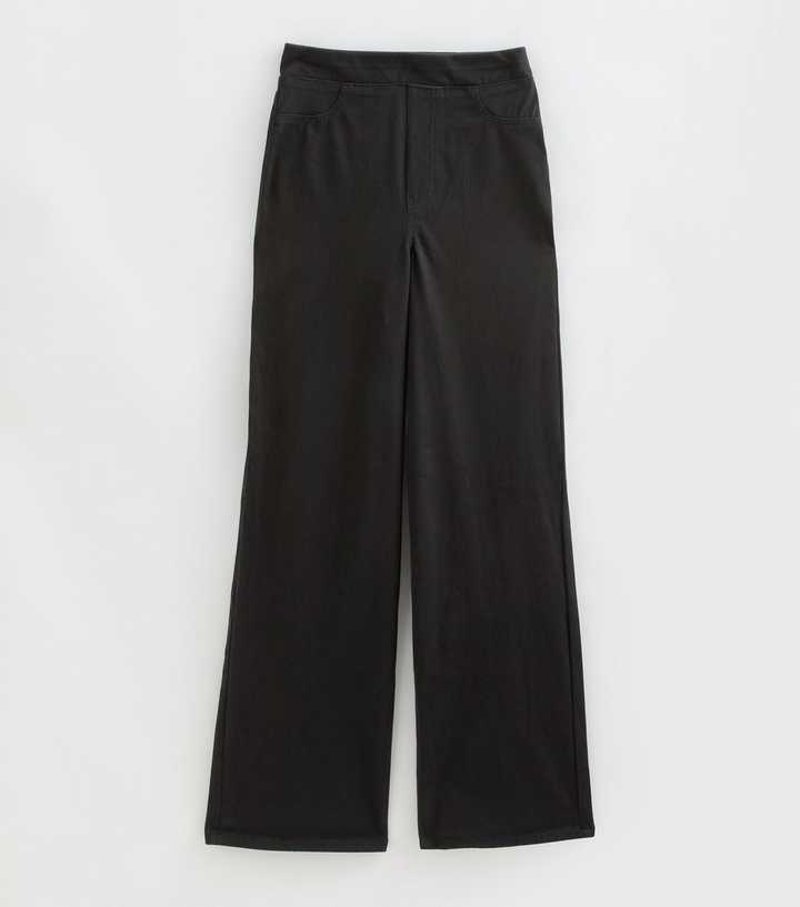Tall Black With Cotton Jersey Wide Leg Jeans