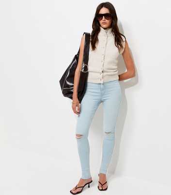 Tall Light Blue Ripped Knee Hallie Stretch Skinny Jeans
