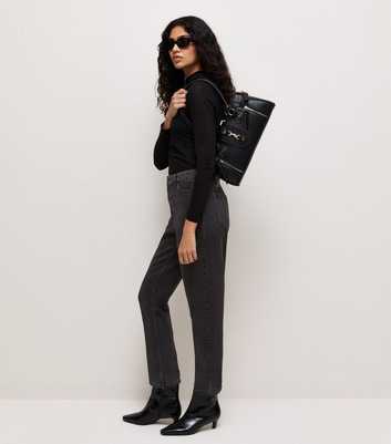 Black Hannah Cotton Rich Straight Leg Jeans