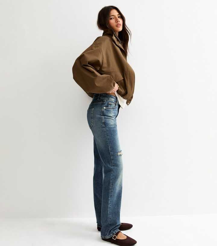 Blue Ripped Ruby Straight Leg Jeans