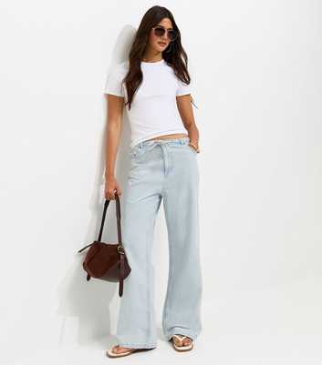 White Cotton Striped Denim Tie Waist Jeans