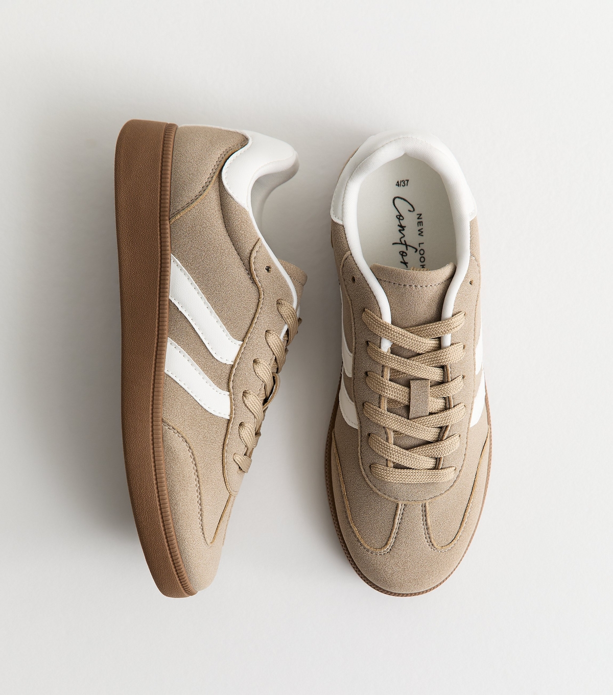 Women's Camel Faux Suede Contrast Side Stripe Trainers New Look