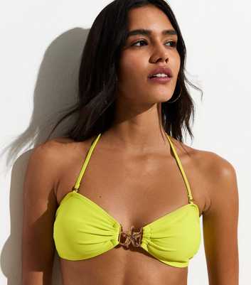 Bright Yellow Starfish Bandeau Bikini Top