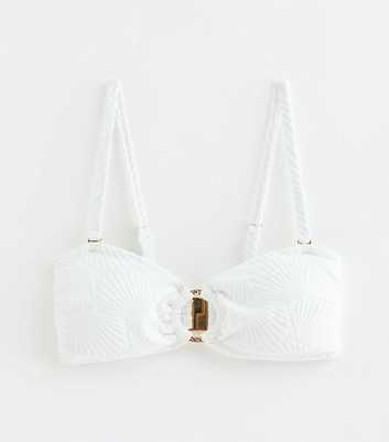 White Shell Jacquard Bandeau Bikini Top