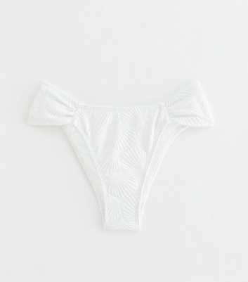 White Shell Jacquard Tanga Bikini Bottoms