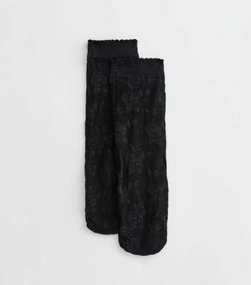 Black Floral Sheer Socks