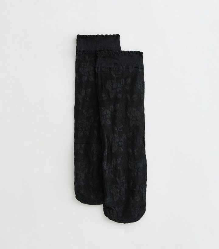 Black Floral Sheer Socks