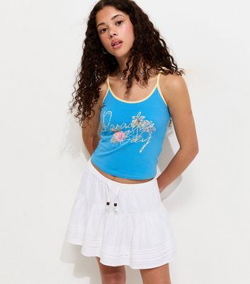 Girls White Linen Rich Tiered Skort