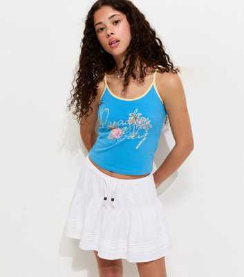 Girls White Linen Rich Tiered Skort