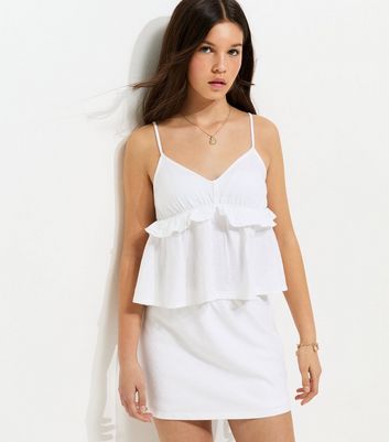 Girls White Linen Rich Skort