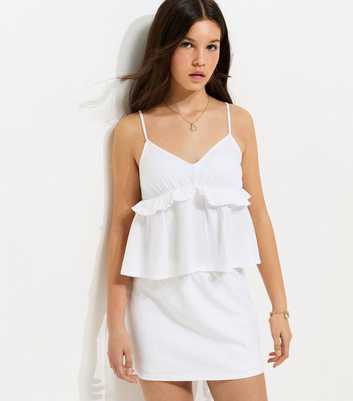 Girls White Linen Rich Skort