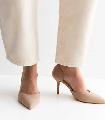 Wide Fit Light Brown Faux Suede DOrsay Court Shoes
