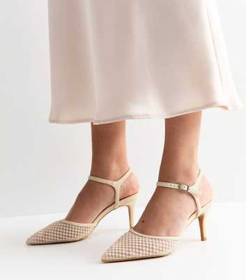 Off White Faux Pearl Open Back Court Shoes