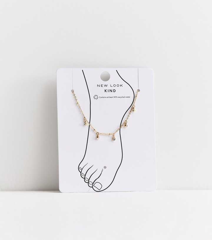 Gold Tone Diamanté Charm Anklet