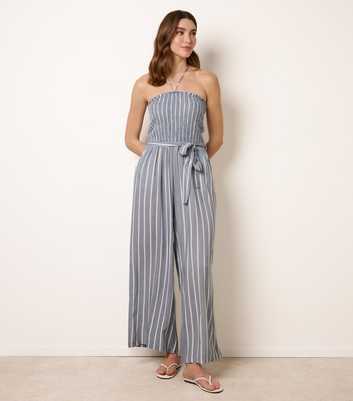 Blue Vanilla Blue Striped Halterneck Jumpsuit