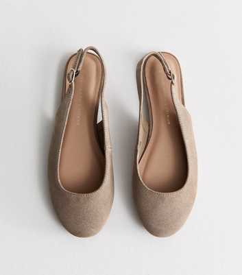 Premium Real Leather Light Brown Suede Slingback Pumps