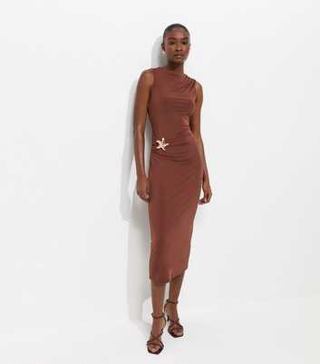 Dark Brown Starfish Charm Racerback Midi Dress