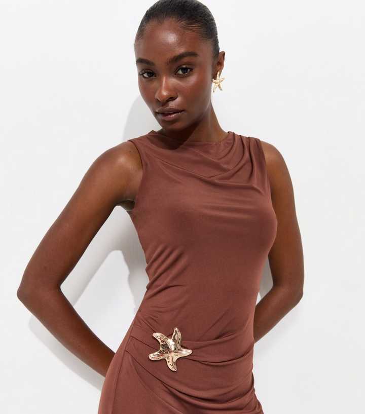 new look women's starfish midi dress product info and reviews Blue Vanilla Orange Starfish Print Midi Dress
