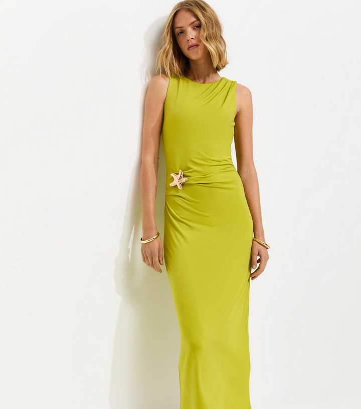 Bright Green Starfish Charm Racerback Midi Dress