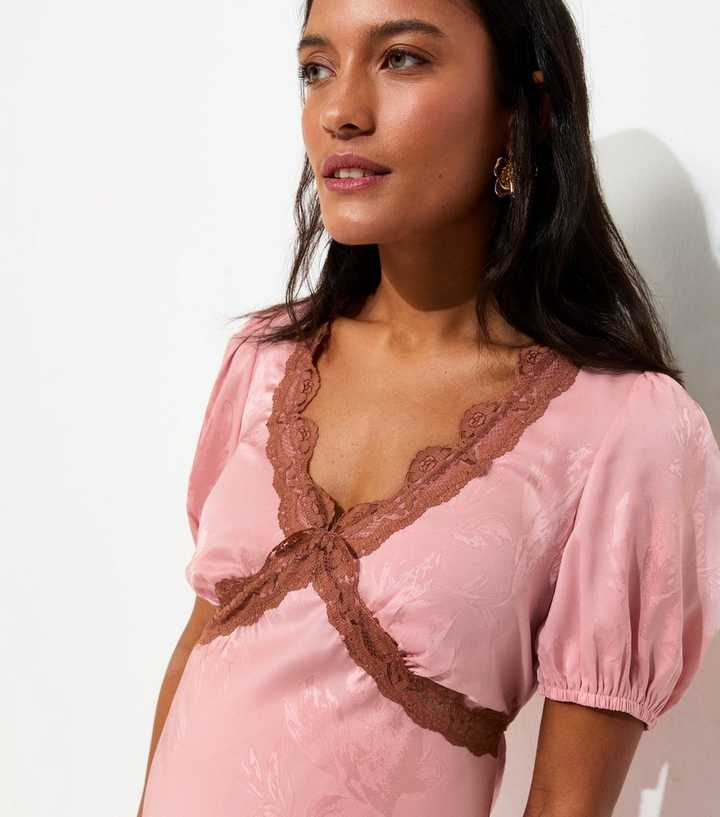 light pink lace mesh overlay maternity maxi dress Light Pink Lace Overlay Maternity Maxi Dress