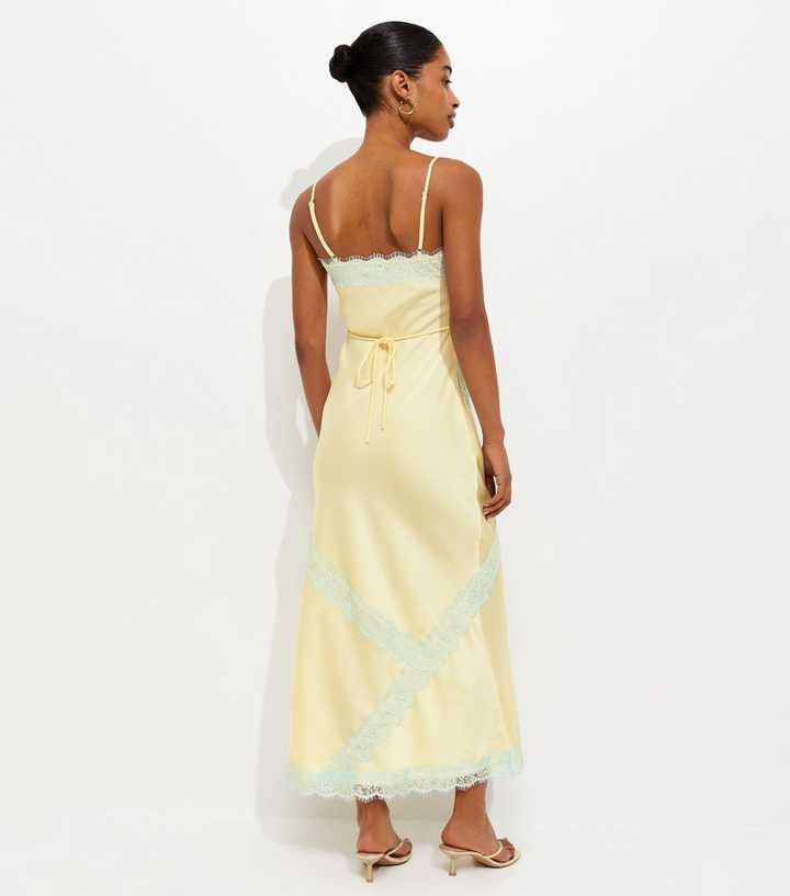Yellow Contrast Lace Midi Dress | New Look Yellow Contrast Lace Midi Dress | New Look